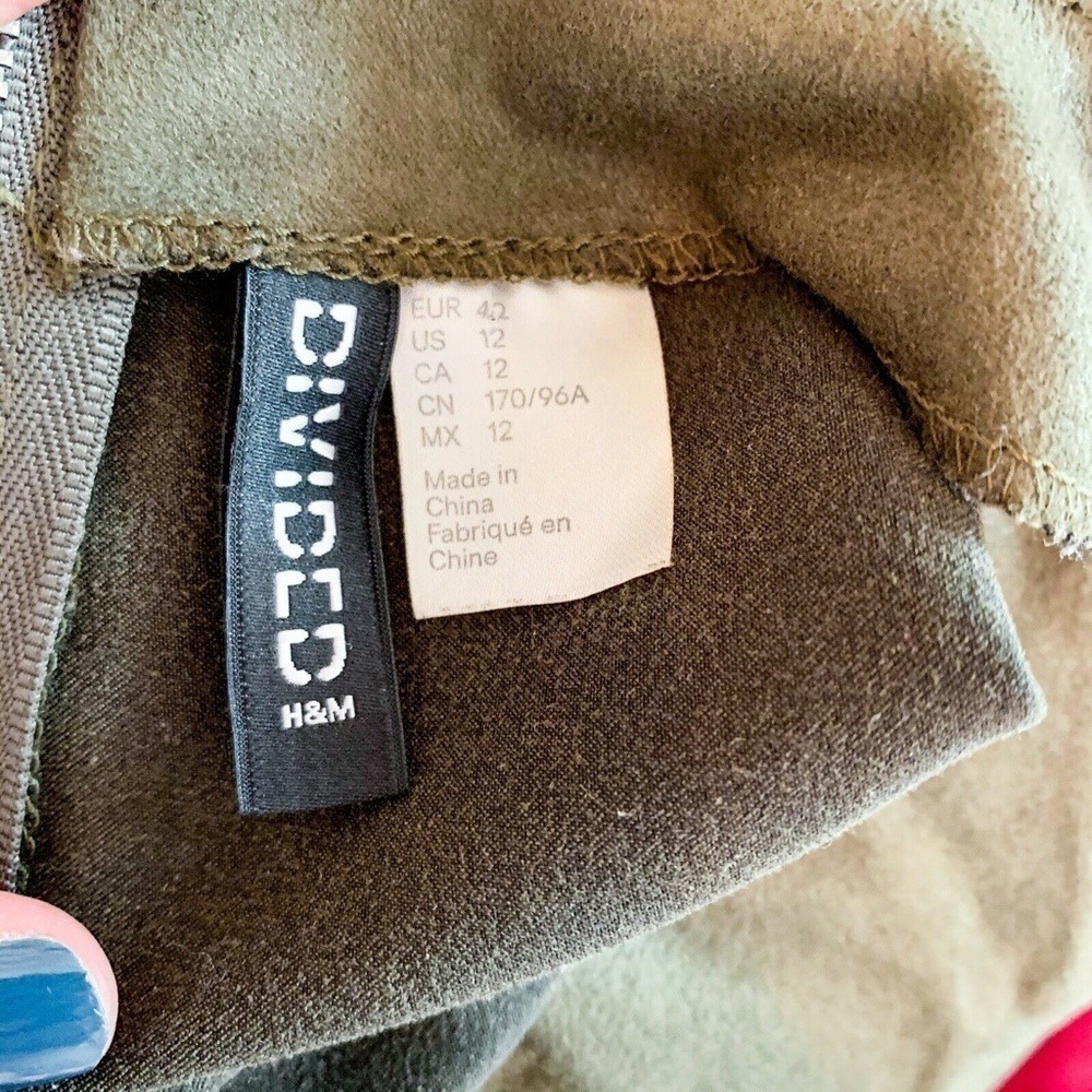 Divided‎ H&M Dress Women 12 Hunter Green Suede Long Sleeve Metal Zipper Back - Picture 4 of 5